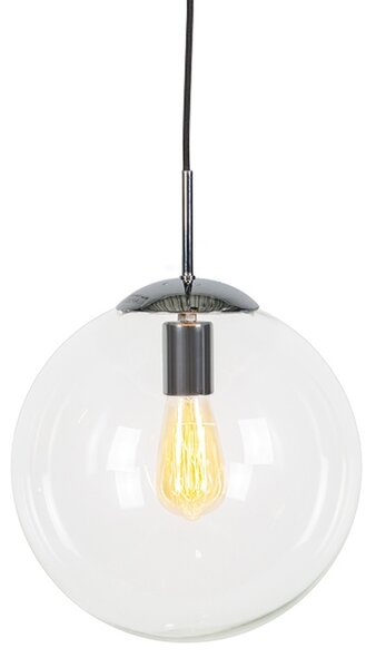 Lampa wisząca chrom przezroczyste szkło 30cm - Ball Oswietlenie wewnetrzne