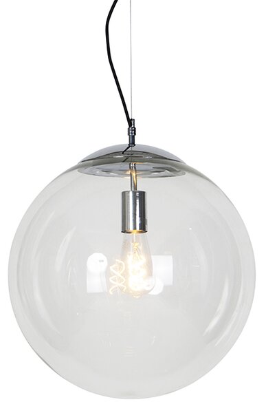 Lampa wisząca chrom przezroczyste szkło 40cm - Ball Oswietlenie wewnetrzne
