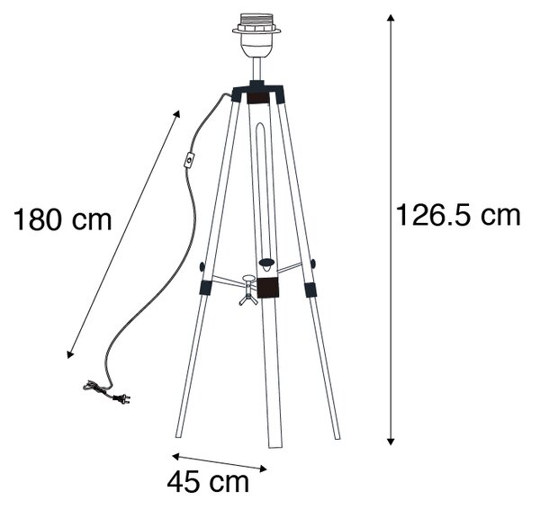 Lampa podłogowa drewno bez klosza - Tripod Oswietlenie wewnetrzne