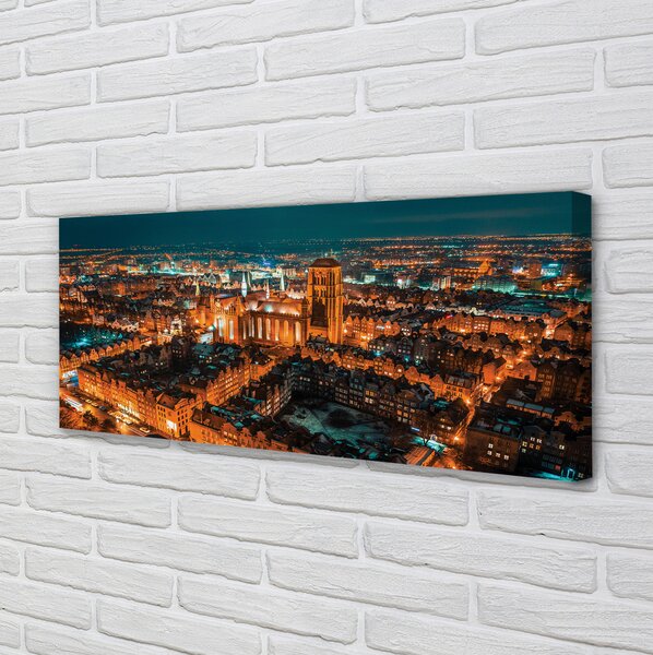 Zdjęcie na płótnie Nocna Panorama Gdańskich Kościołów