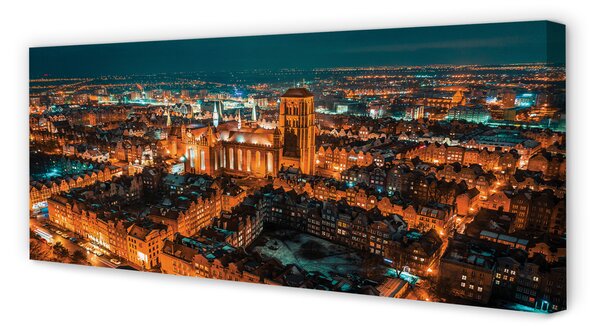Zdjęcie na płótnie Nocna Panorama Gdańskich Kościołów