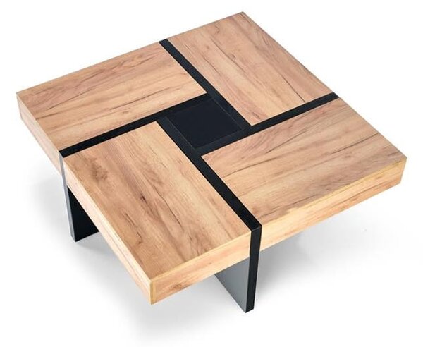 Duża kwadratowa ława z szufladami loft 100 cm | Umeblowana.com
