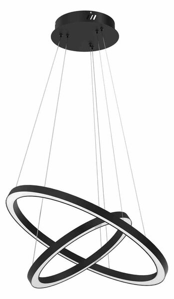 Lampa wisząca GALAXIA BLACK dwa czarne ringi pierścienie 46W LED - Milagro