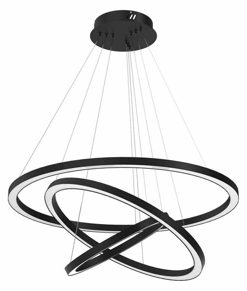 Lampa wisząca GALAXIA BLACK trzy czarne ringi pierścienie 85W LED - Milagro
