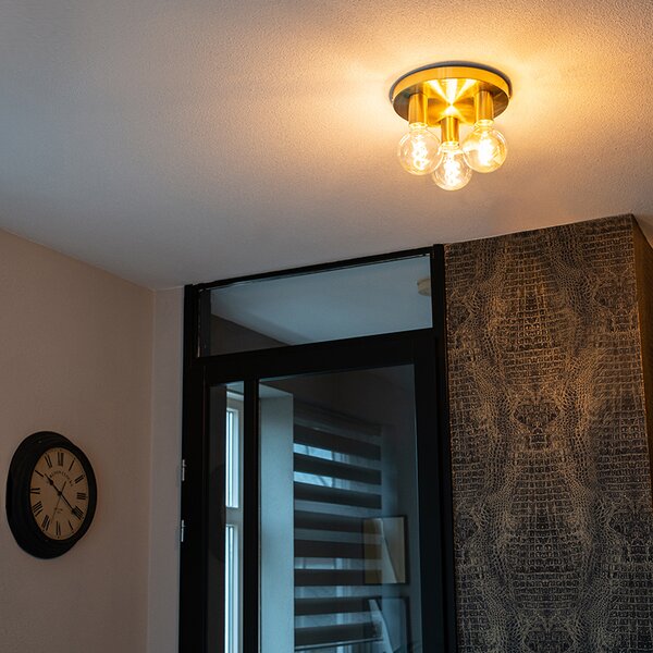 Lampa sufitowa Art Deco okrągła złota - Facil 3 Oswietlenie wewnetrzne
