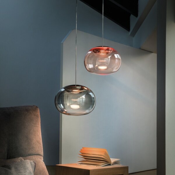 Lampa Wisząca Stilnovo, La Mariée, ściemnialny, miedziany, salon, szkło, design