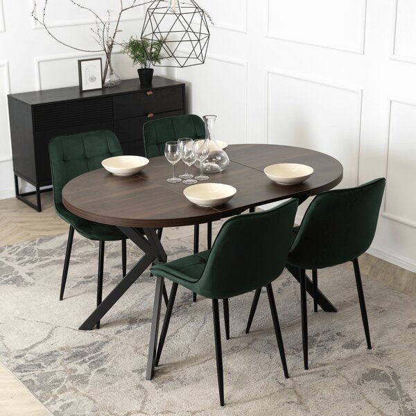 Stół Okrągły Rozkładany LUGO 90-190 cm Orzech/Czarny Loft