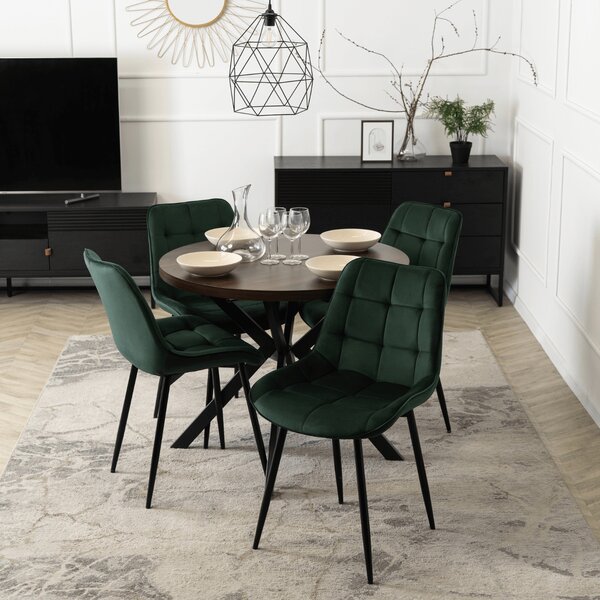 Stół Okrągły Rozkładany LUGO 90-190 cm Orzech/Czarny Loft