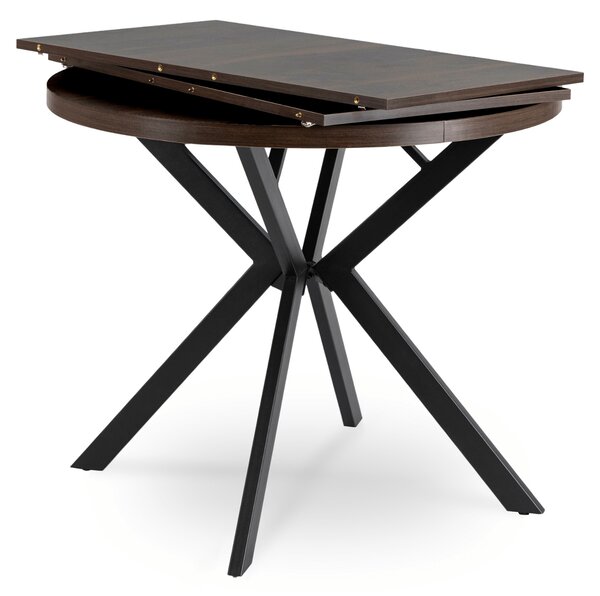 Stół Okrągły Rozkładany LUGO 90-190 cm Orzech/Czarny Loft
