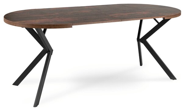 Stół Okrągły Rozkładany LUGO 90-190 cm Dąb Rustykalny/Czarny Loft