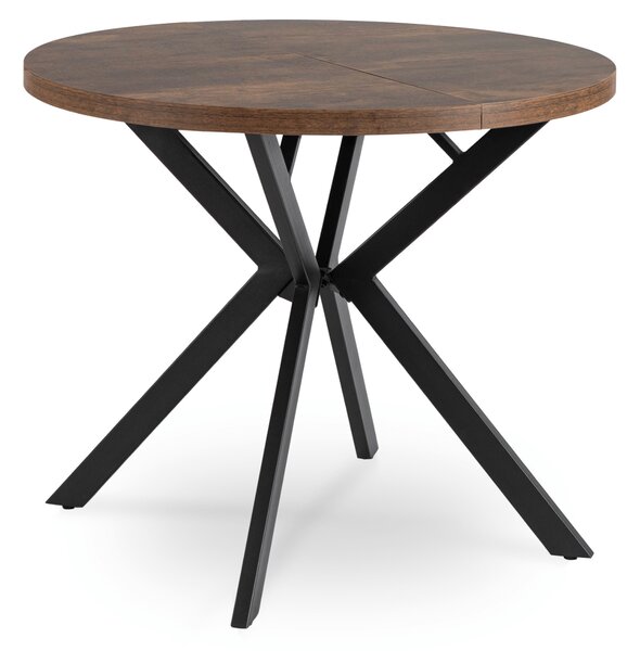 Stół Okrągły Rozkładany LUGO 90-190 cm Dąb Rustykalny/Czarny Loft