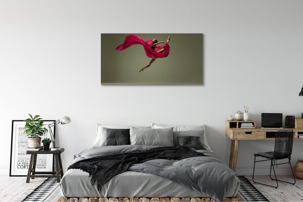 Obraz canvas na ścianę Szpagat z Różowym Materiałem