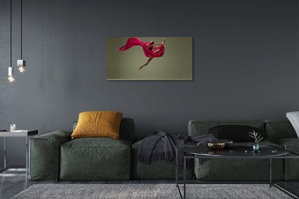Obraz canvas na ścianę Szpagat z Różowym Materiałem