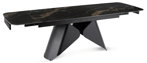 Stół Rozkładany Prostokątny VERONA 160-240 cm Ceramiczny Czarny Marmur/Czarny Nowoczesny