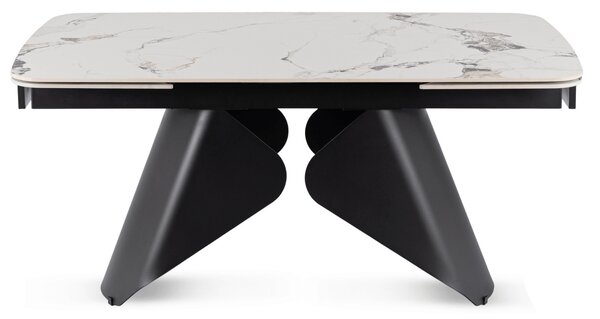 Stół Rozkładany Prostokątny VERONA 160-240 cm Ceramiczny Biały Marmur/Czarny Nowoczesny
