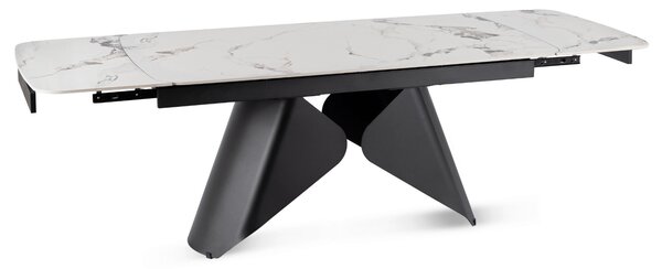 Stół Rozkładany Prostokątny VERONA 160-240 cm Ceramiczny Biały Marmur/Czarny Nowoczesny