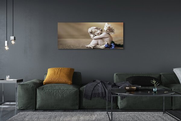 Obraz canvas na ścianę Śpiący Anioł w Kwiatach na Deskach