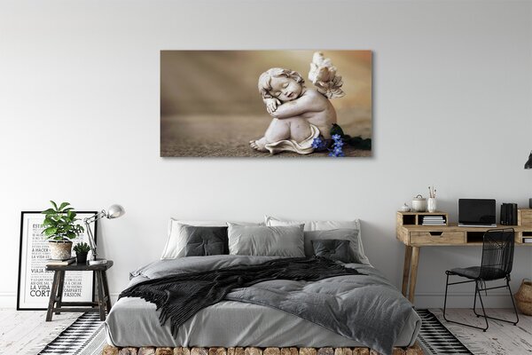Obraz canvas na ścianę Śpiący Anioł w Kwiatach na Deskach
