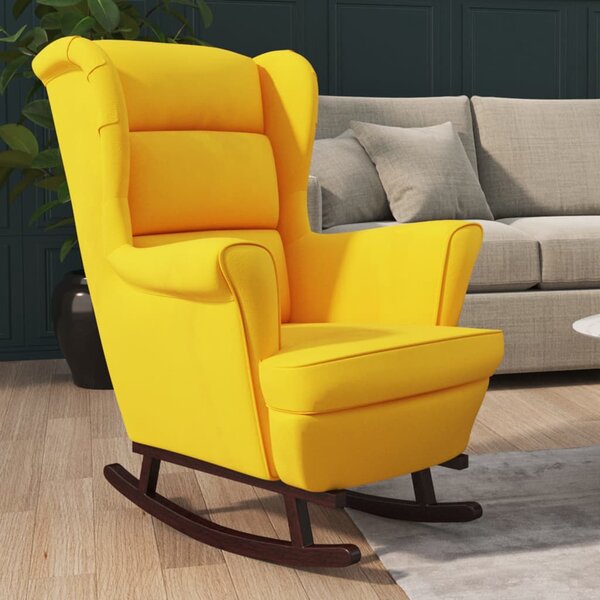 Fotel bujany z kauczukowymi nóżkami, żółty, aksamit