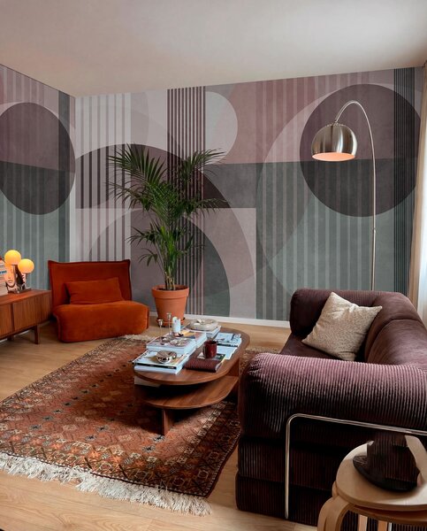 Fototapety Abstrakcyjne figury geometryczne złożone z okręgów i linii, stonowana kolorystyka,, Fototapety Geometryczne, w09834v1 : Uwalls.pl