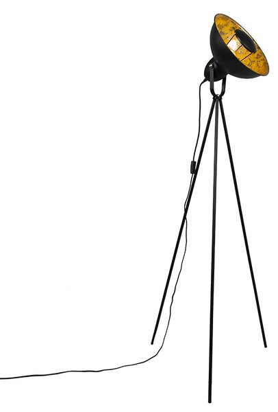 Industrialna lampa podłogowa statyw czarny ze złotem - Magna Basic 25 Oswietlenie wewnetrzne