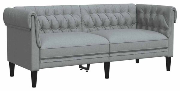 Sofa chesterfield, dwuosobowa, jasnoszara, obita tkaninÄ