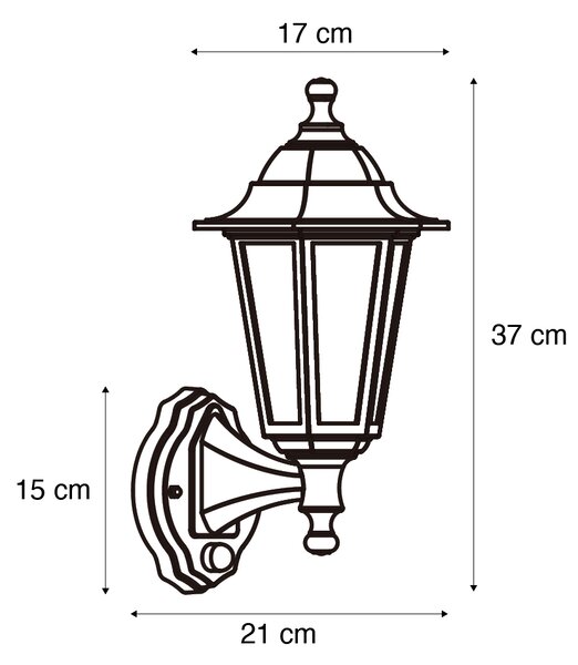 Zewnętrzna lampa ścienna czarna z czujnikiem ruchu IP44 - New Haven Hammered