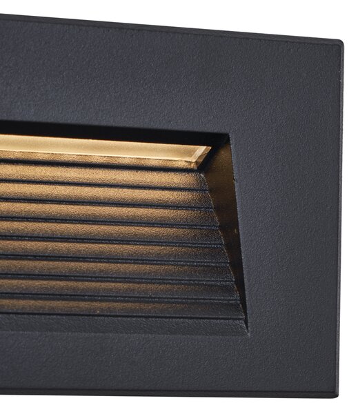 Nowoczesna Lampa Ścienna Wpuszczana Czarna 11.5cm z LED IP65 - Trem
