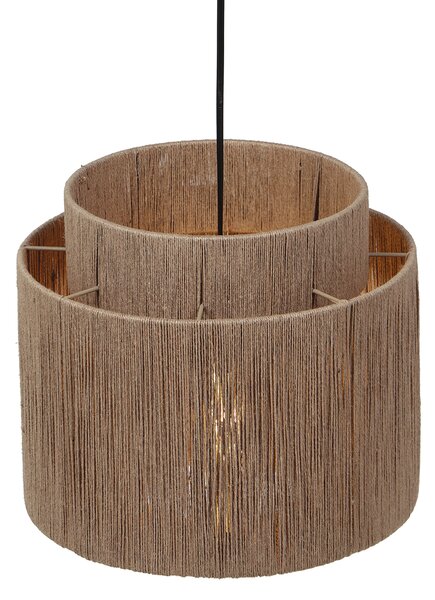 Lampa wisząca Japandi czarna z brązowym sznurem 31 cm - Smilla