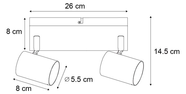Nowoczesna lampa sufitowa czarna 2-punktowa regulowana prostokątna - Jeana