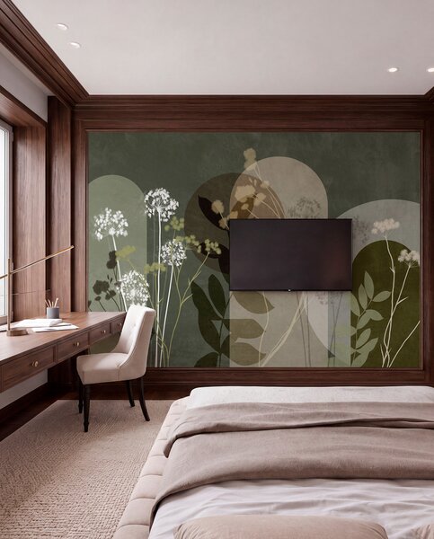 Fototapety Botaniczna i minimalistyczna kompozycja z suszonych kwiatów i liści z, Fototapety 3D, Fototapety 3d Kwiaty, w09906v2 : Uwalls.pl