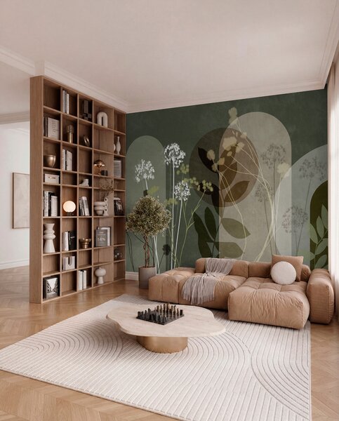 Fototapety Botaniczna i minimalistyczna kompozycja z suszonych kwiatów i liści z, Fototapety 3D, Fototapety 3d Kwiaty, w09906v2 : Uwalls.pl