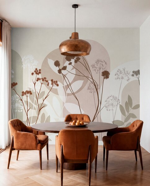 Fototapety Botaniczna i minimalistyczna kompozycja z suszonych kwiatów i liści z, Fototapety 3D, Fototapety 3d Kwiaty, w09906v1 : Uwalls.pl