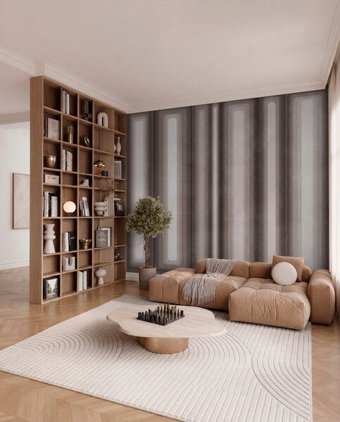 Fototapety Teksturowane, abstrakcyjne, pionowe prostokąty o zaokrąglonych krawędziach w stonowanych, Fototapety Geometryczne, w09905v1 : Uwalls.pl