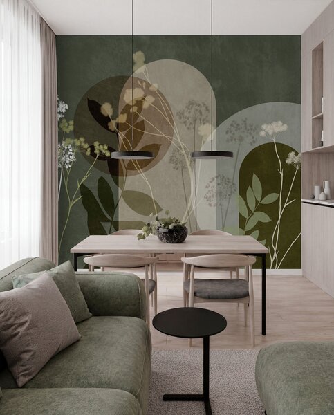 Fototapety Botaniczna i minimalistyczna kompozycja z suszonych kwiatów i liści z, Fototapety 3D, Fototapety 3d Kwiaty, w09906v2 : Uwalls.pl