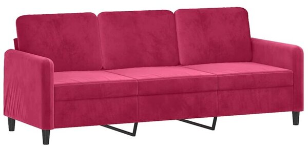 Sofa 3-osobowa, winna czerwieÅ, 180 cm, obita aksamitem