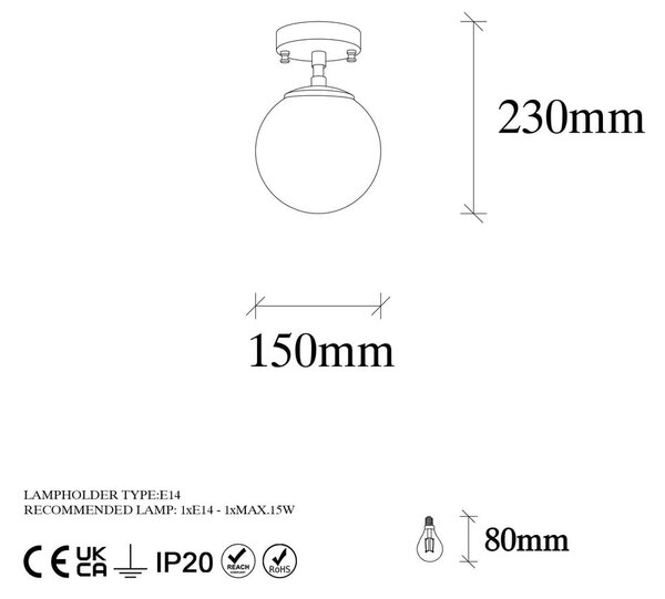 Czarno-biała lampa sufitowa ze szklanym kloszem ø 15 cm Atmaca – Opviq lights