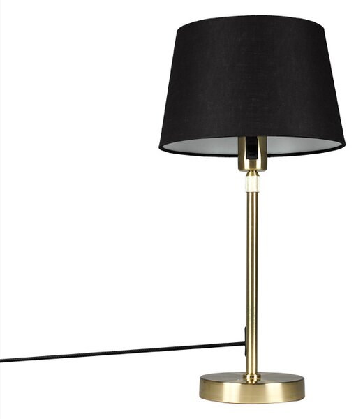 Lampa stołowa regulowana złota/mosiądz klosz czarny 25cm - Parte Oswietlenie wewnetrzne