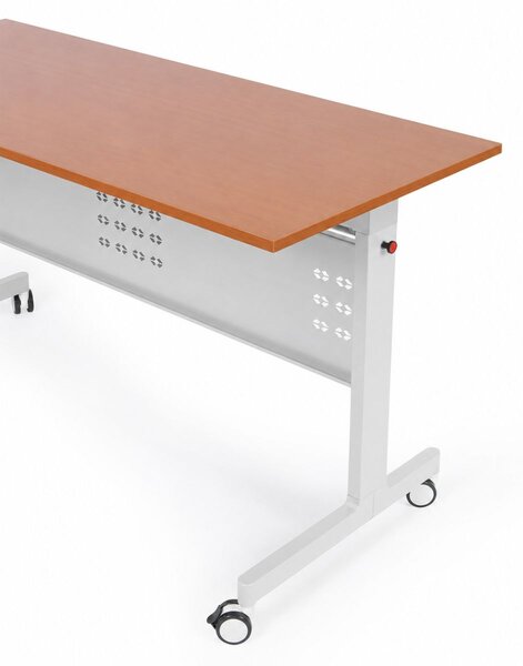 Mobilny stół PRIMO MOBI, 140x60 cm, biała podstawa, brzoza