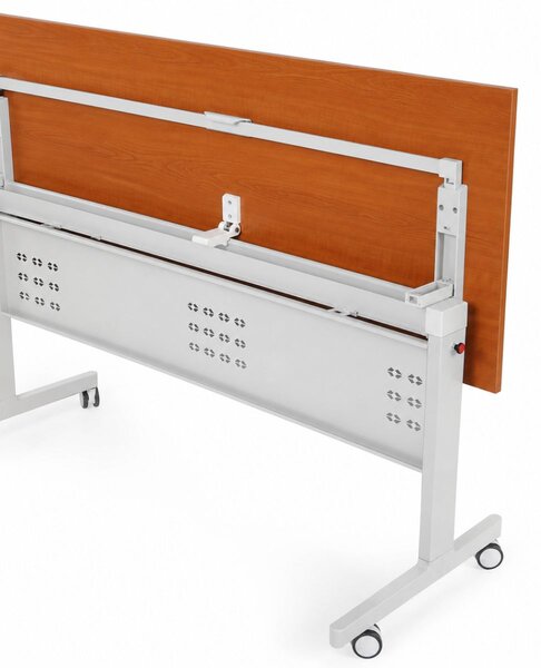Mobilny stół PRIMO MOBI, 140x60 cm, biała podstawa, brzoza