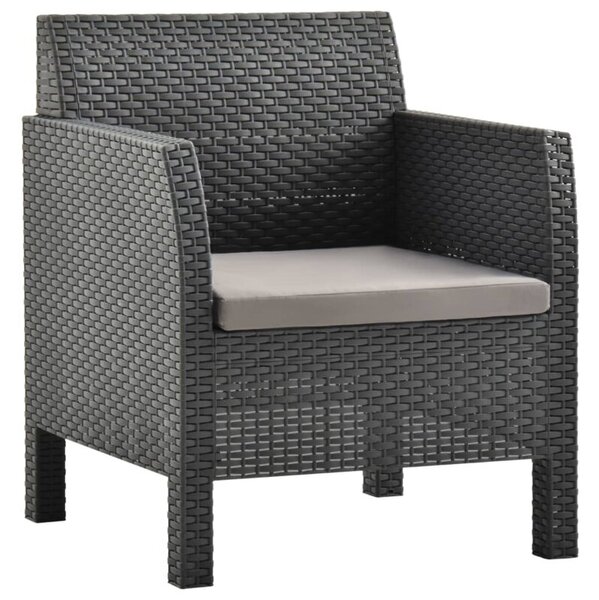 Krzesło ogrodowe z poduszką antracytowe 63x65x76 cm pp rattan
