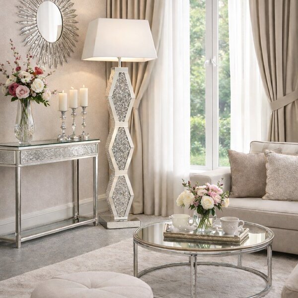 Lampa stojąca dekorowana glamour L-0609