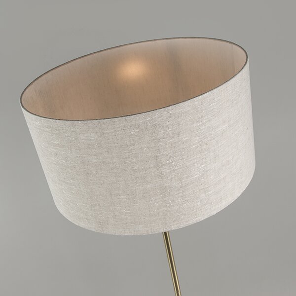 Lampa stojąca mosiądz z szarym kloszem 50 cm - Kaso