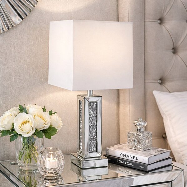 Lampa stołowa dekorowana glamour L-0584