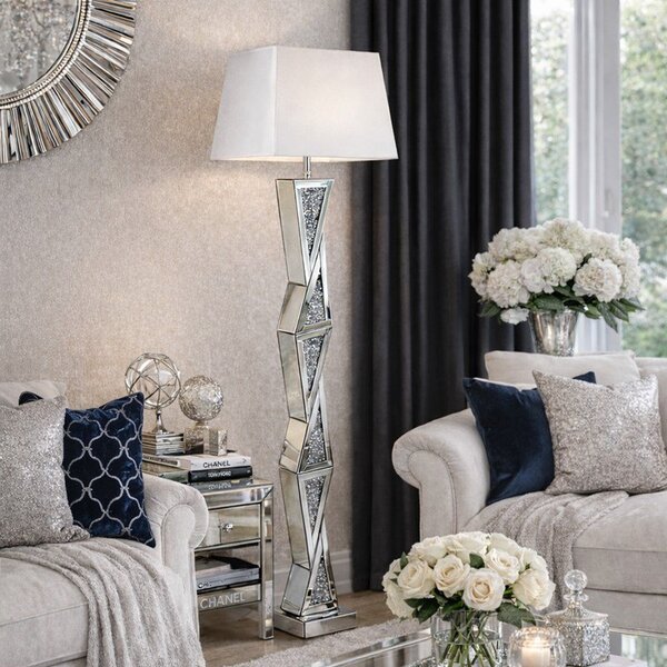 Lampa stojąca dekorowana glamour L-0561