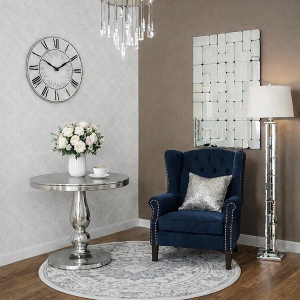 Srebrne lustro glamour prostokątne 70x105 cm M-0509