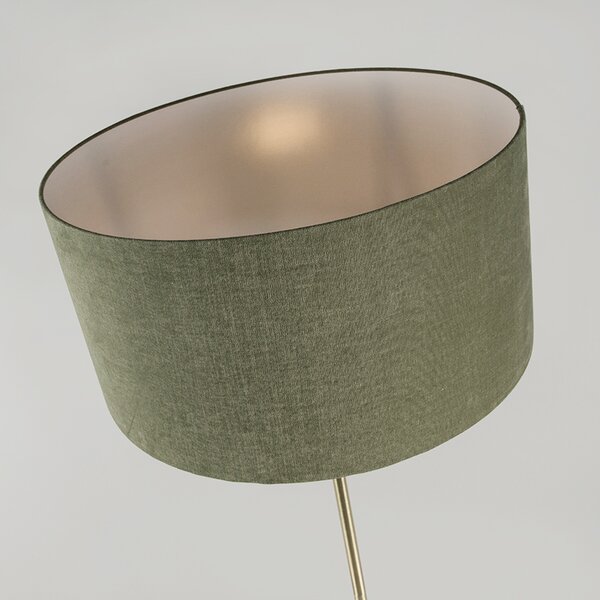 Lampa stojąca mosiężna z zielonym kloszem 50 cm - Kaso