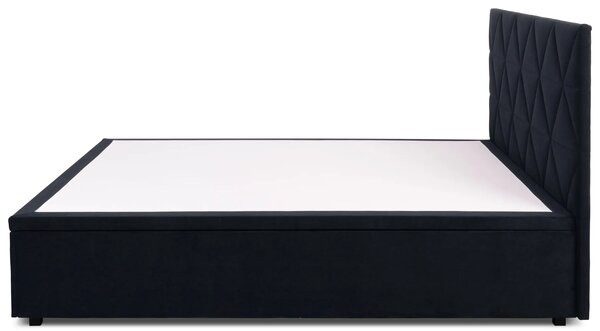 Czarne łóżko pluszowe z pojemnikiem 160x200 G7-F99