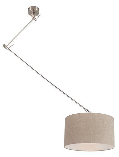 Stalowa lampa wisząca z kloszem 35 cm jasnobrązowa regulowana - Blitz