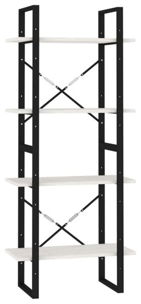 Regał na książki, 4 półki, biały, 60x30x140 cm, drewno sosnowe